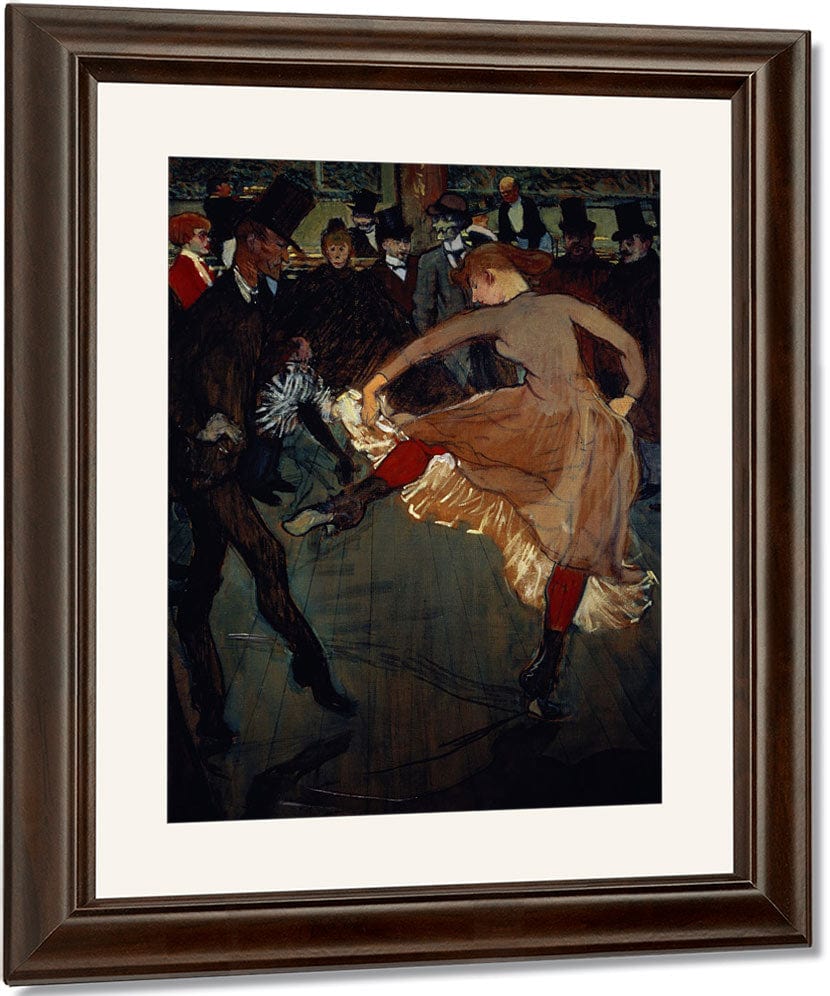 The Dance At The Moulin Rouge Detail Showing Valentin Desosse (The 'Boneless') On The Left Dancing With A Girl With Red Stockings By Henri Marie Raymond De Toulouse Lautrec Monfa Fine Art Print
