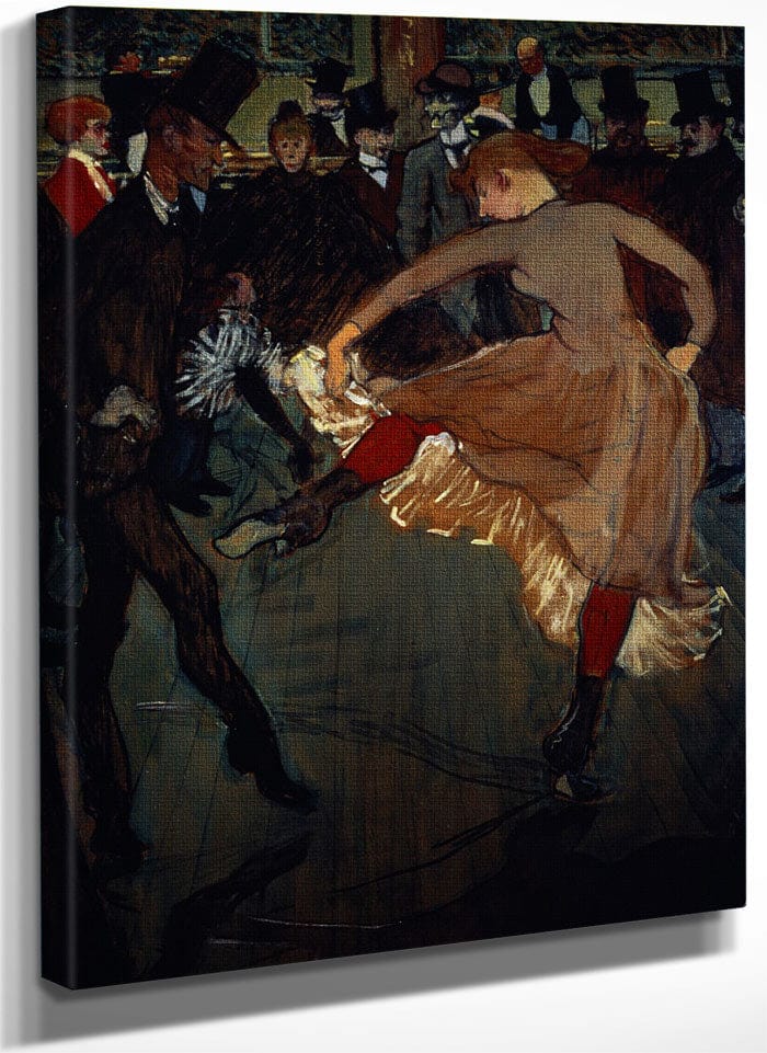 The Dance At The Moulin Rouge Detail Showing Valentin Desosse (The 'Boneless') On The Left Dancing With A Girl With Red Stockings By Henri Marie Raymond De Toulouse Lautrec Monfa Fine Art Print