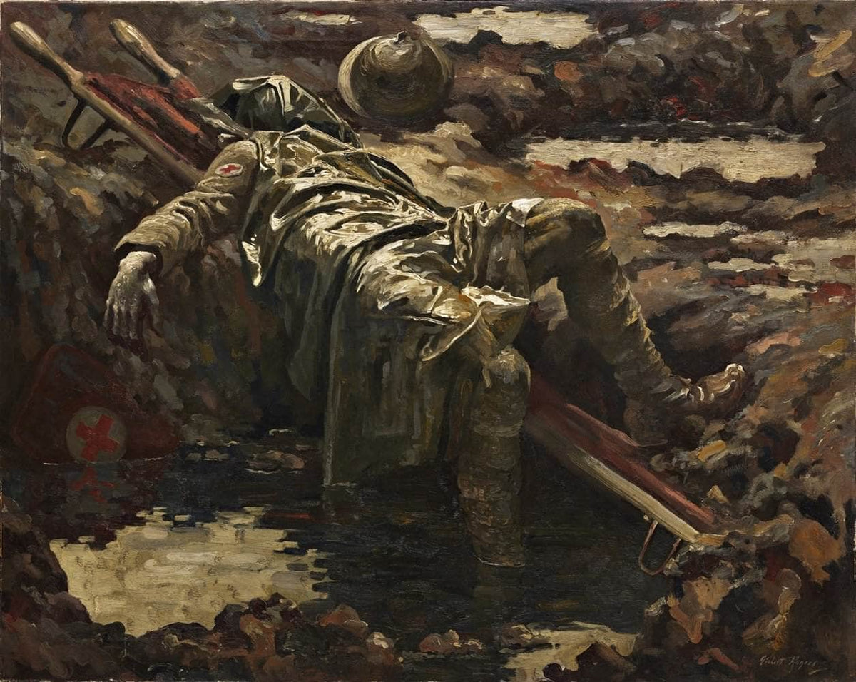 The Dead Stretcher Bearer Painting Gilbert Rogers Canvas Art Fine Art Print
