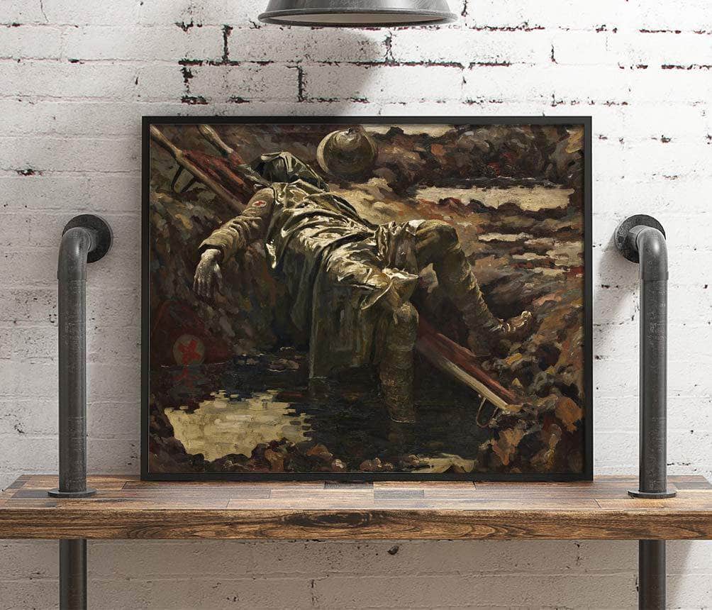The Dead Stretcher Bearer Painting Gilbert Rogers Canvas Art Fine Art Print