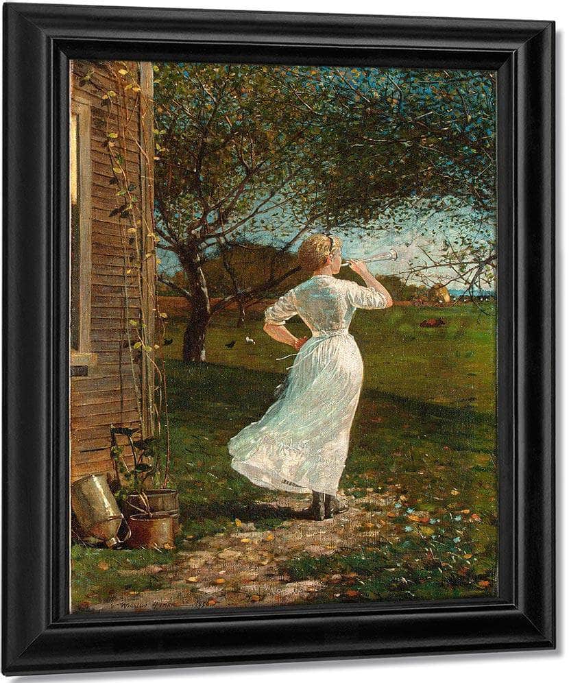 The Dinner Horn (Blowing The Horn At Seaside) By Winslow Homer Fine Art Print