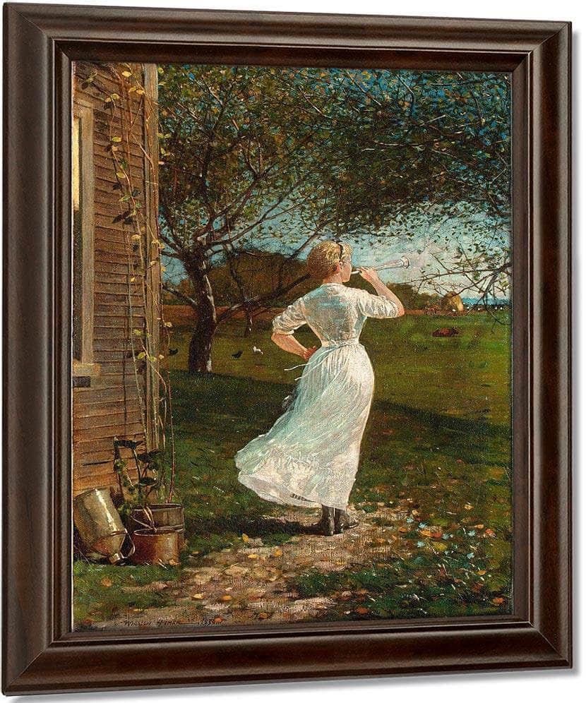 The Dinner Horn (Blowing The Horn At Seaside) By Winslow Homer Fine Art Print