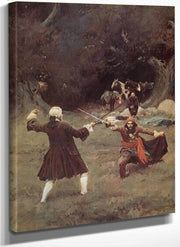 The Duel Between John Blumer And Cazaio By Howard Pyle Fine Art Print