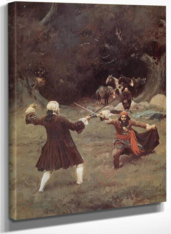 The Duel Between John Blumer And Cazaio By Howard Pyle Fine Art Print