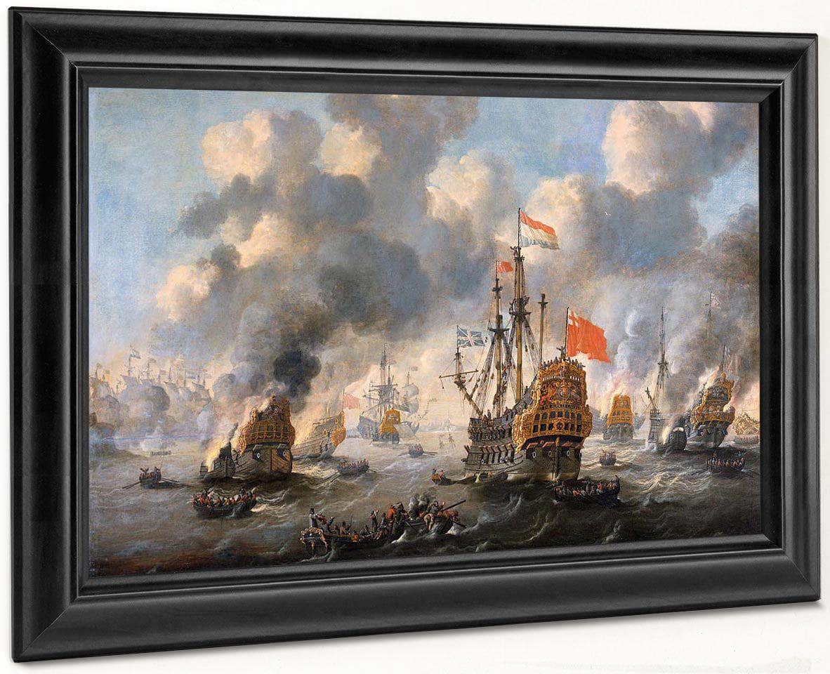The Dutch Burn Down The English Fleet Before Chatham By Peter Van De Velde Fine Art Print