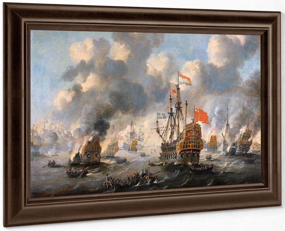 The Dutch Burn Down The English Fleet Before Chatham By Peter Van De Velde Fine Art Print