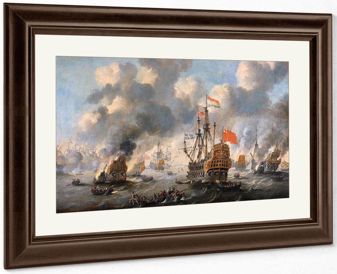 The Dutch Burn Down The English Fleet Before Chatham By Peter Van De Velde Fine Art Print
