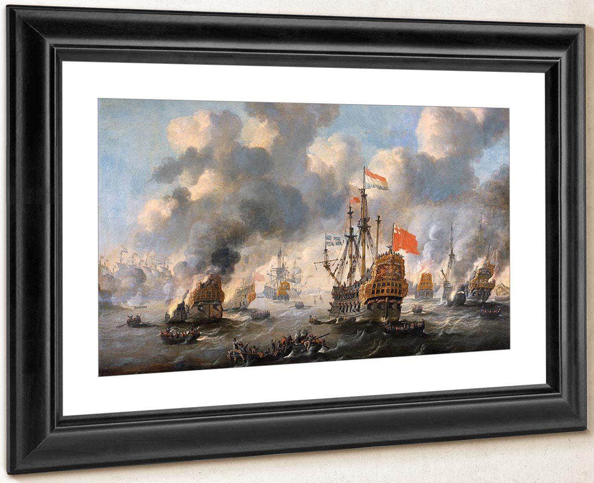 The Dutch Burn Down The English Fleet Before Chatham By Peter Van De Velde Fine Art Print