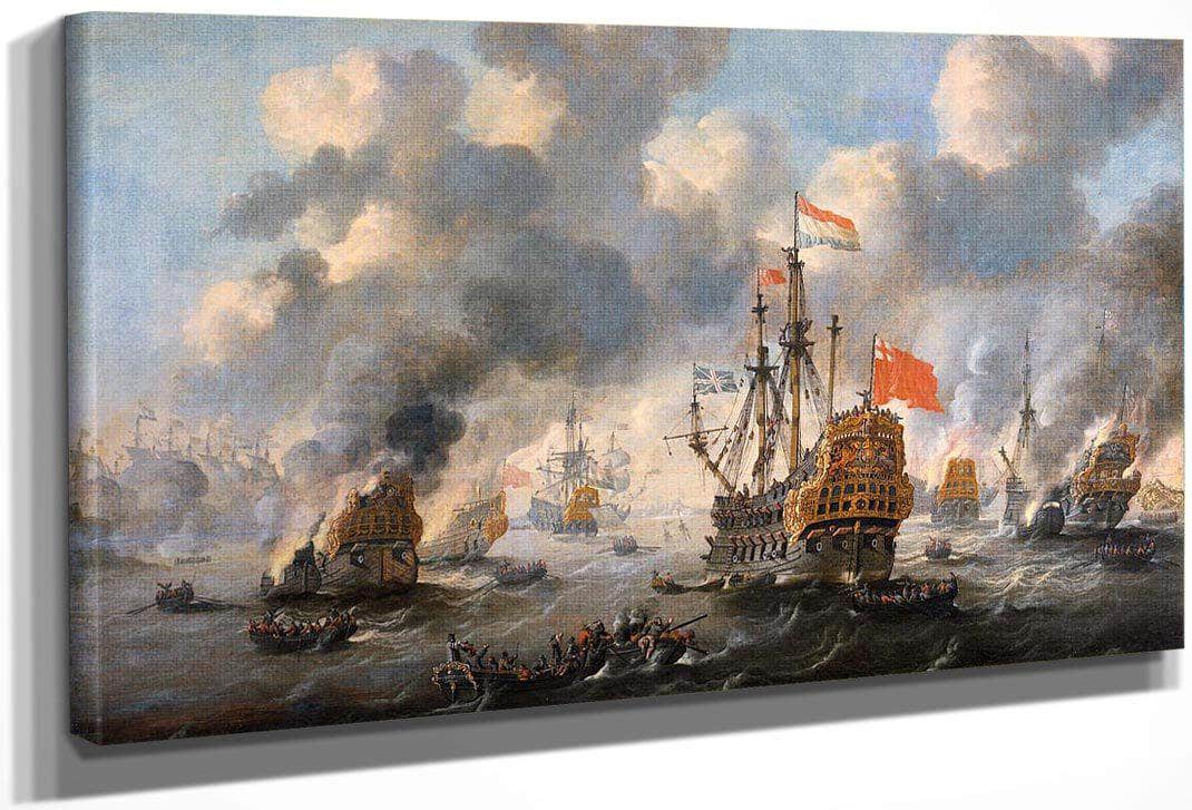 The Dutch Burn Down The English Fleet Before Chatham By Peter Van De Velde Fine Art Print