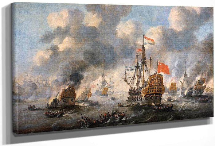 The Dutch Burn Down The English Fleet Before Chatham By Peter Van De Velde Fine Art Print