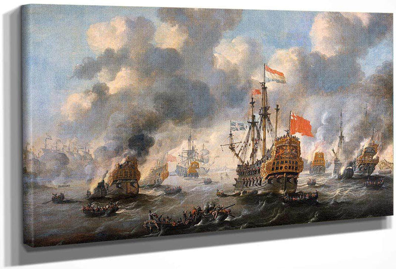The Dutch Burn Down The English Fleet Before Chatham By Peter Van De Velde Fine Art Print