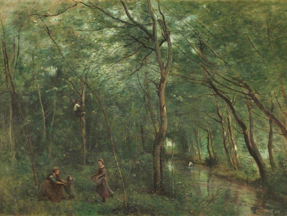 The Eel Gatherers Jean Baptiste By Camille Corot Fine Art Print