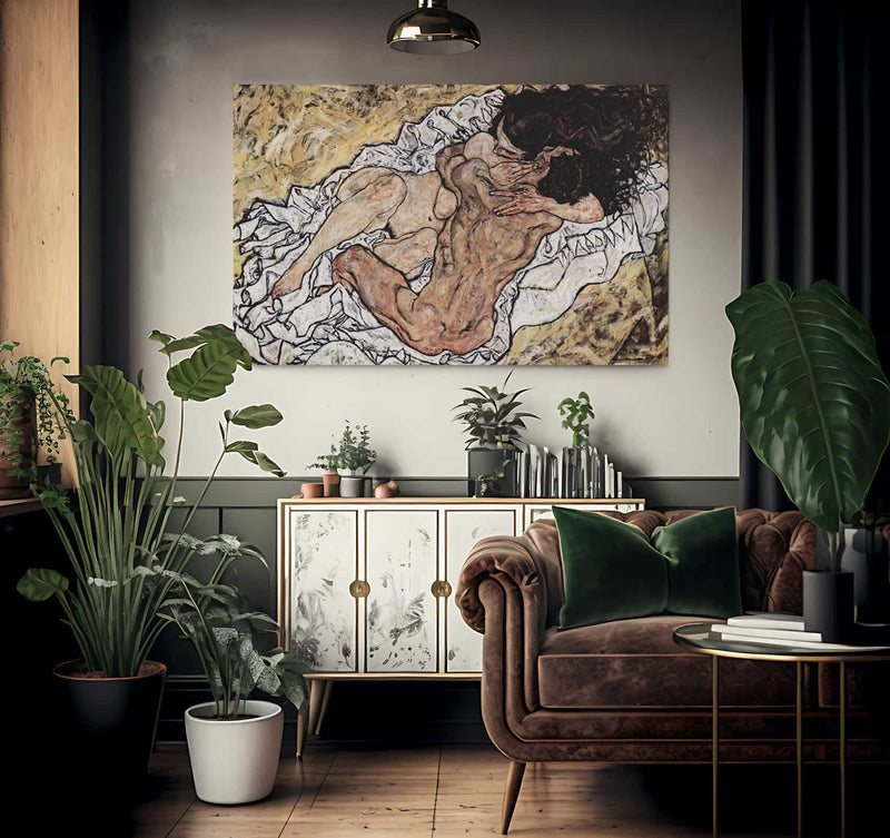 The Embrace 1917 Expressionism 98X169Cm Galerie Belvedere Austria By Egon Schiele Fine Art Print