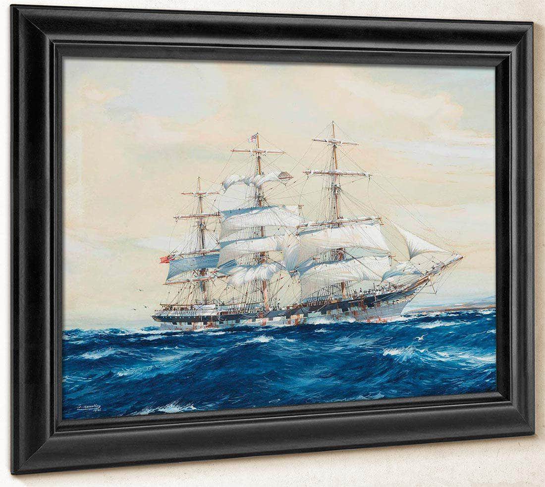 The Emigrant Ship Off Invercargill By Jack Spurling Fine Art Print
