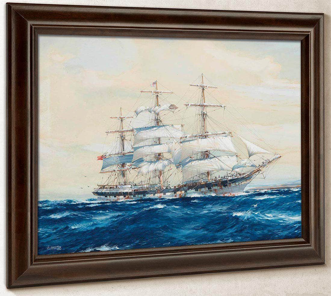 The Emigrant Ship Off Invercargill By Jack Spurling Fine Art Print