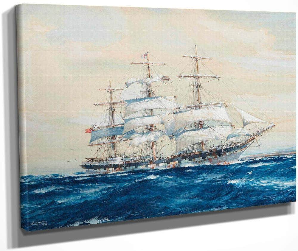The Emigrant Ship Off Invercargill By Jack Spurling Fine Art Print