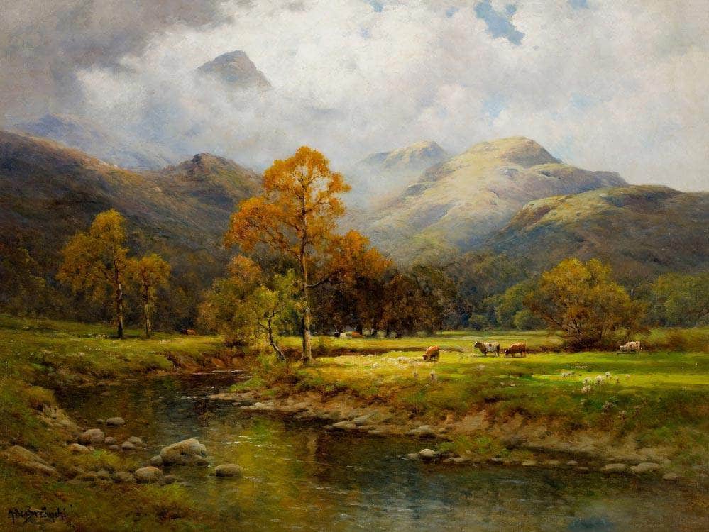 The English Lakes Autumn In Easedale By Alfred De Breanski Fine Art Print