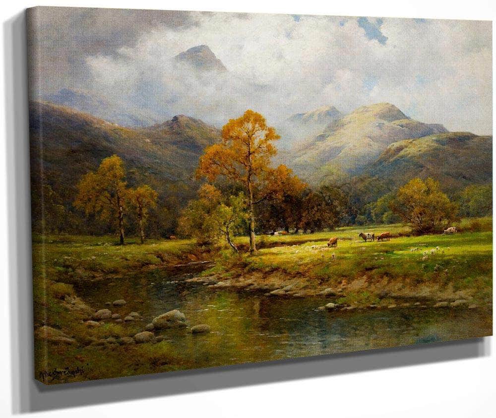 The English Lakes Autumn In Easedale By Alfred De Breanski Fine Art Print