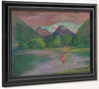 The Entrance To The Tautira River Tahiti Fisherman Spearing A Fish By John La Farge Fine Art Print