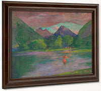 The Entrance To The Tautira River Tahiti Fisherman Spearing A Fish By John La Farge Fine Art Print