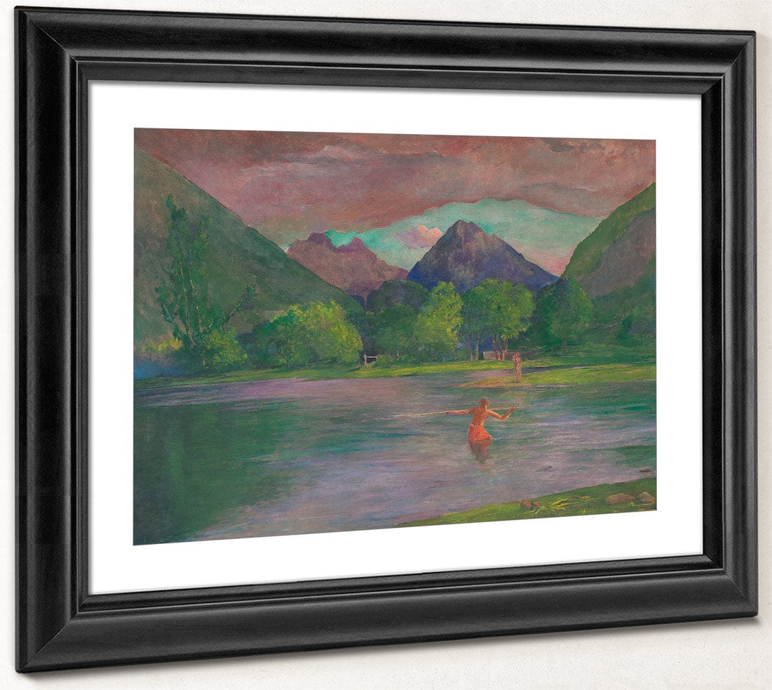 The Entrance To The Tautira River Tahiti Fisherman Spearing A Fish By John La Farge Fine Art Print