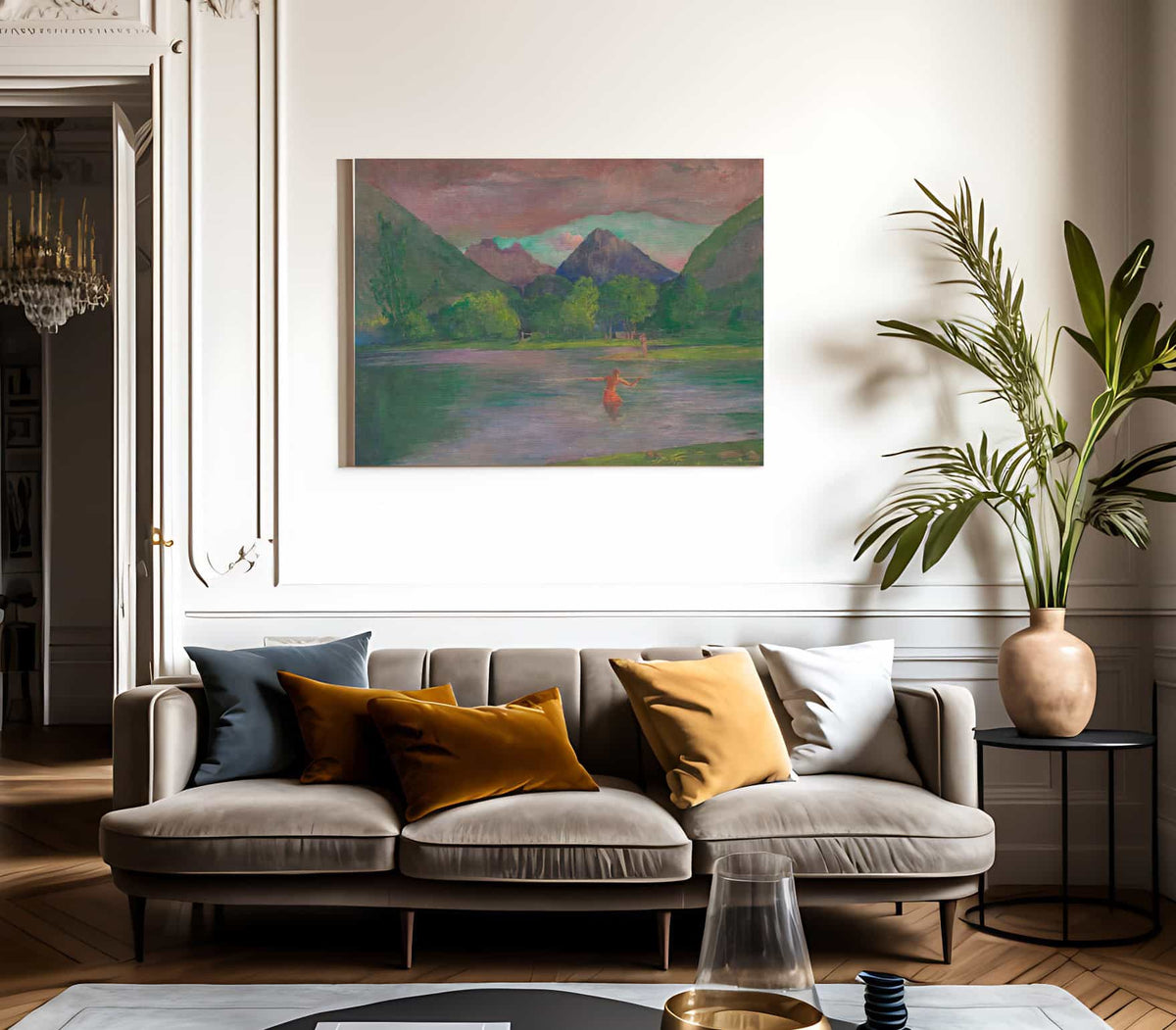 The Entrance To The Tautira River Tahiti Fisherman Spearing A Fish By John La Farge Fine Art Print