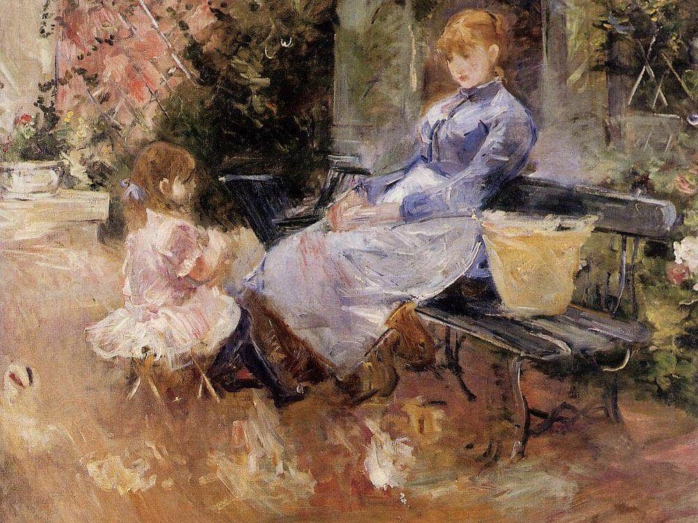 The Fable 1883 Oil On Canvas Private Collection By Berthe Morisot Fine Art Print