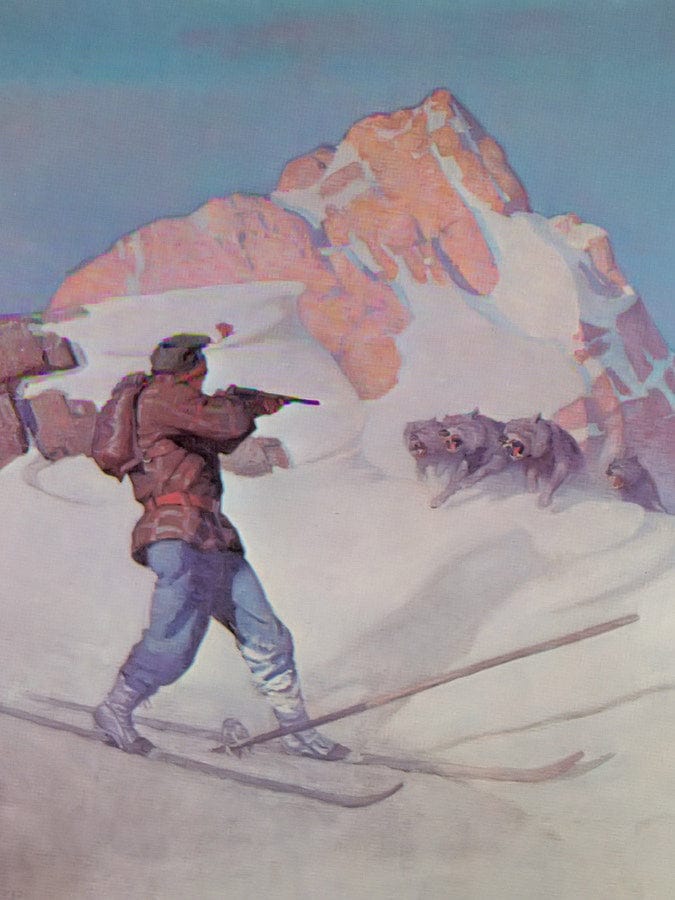 The Fight In The Peaks By NC Wyeth Fine Art Print