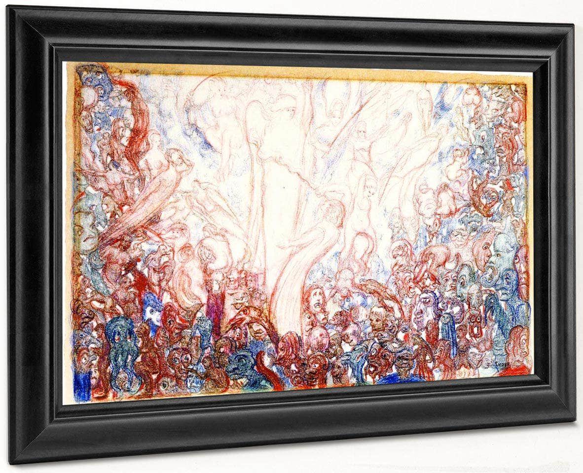 The Fight Of The Angels And The Demons By James Ensor Fine Art Print