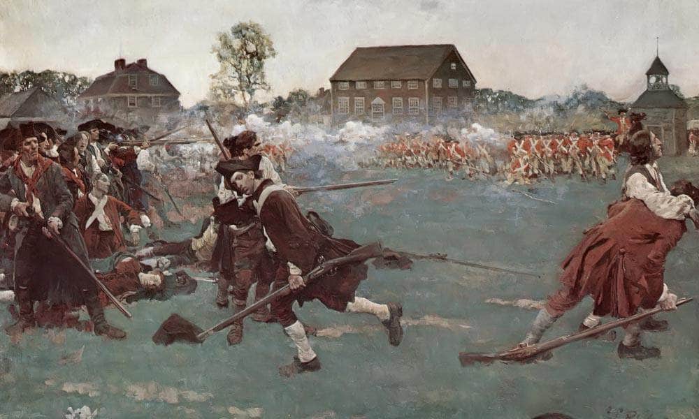 The Fight On Lexington Common April 19 1775 By Howard Pyle Fine Art Print