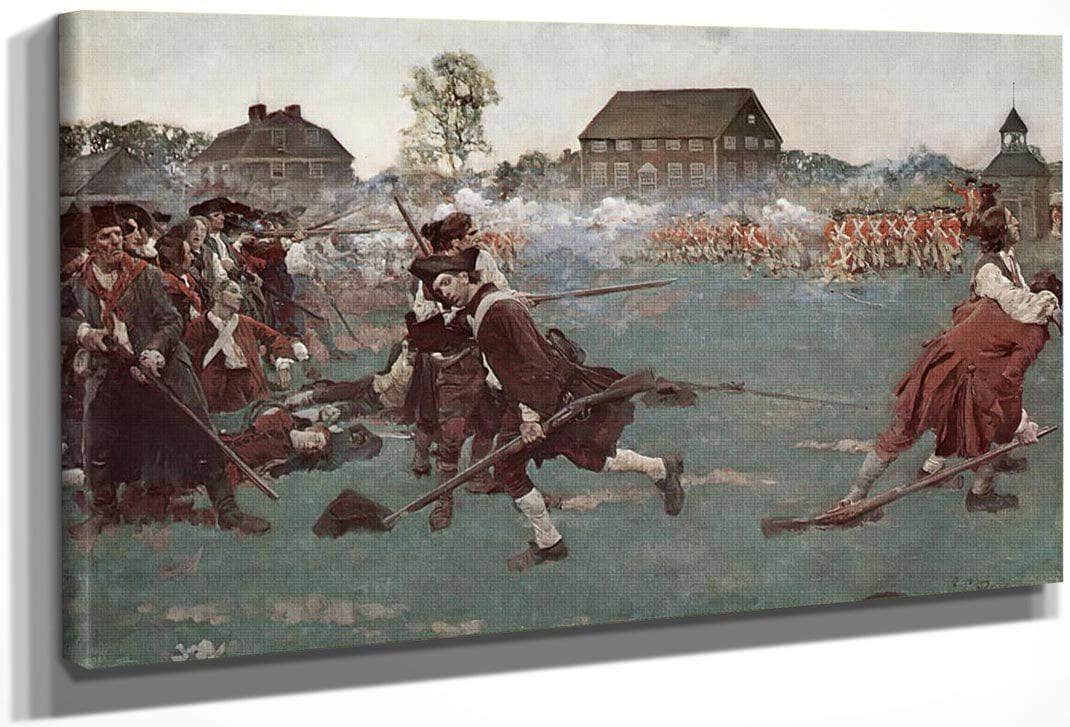 The Fight On Lexington Common April 19 1775 By Howard Pyle Fine Art Print
