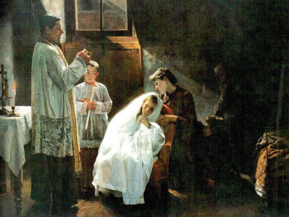 The First And Last Communion 1888 By Cristobal Rojas Poleo Fine Art Print