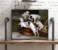 The First Bath Wire Fox Terrier Puppies Painting Arthur Wardle Canvas Art Fine Art Print
