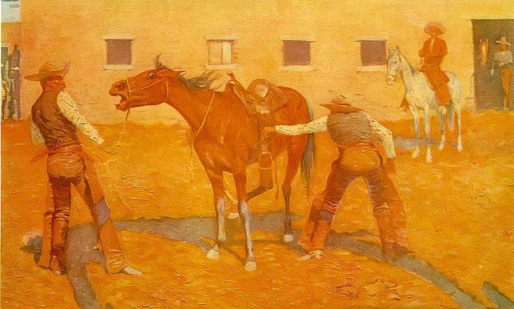 The First Lesson By Frederic Remington Fine Art Print