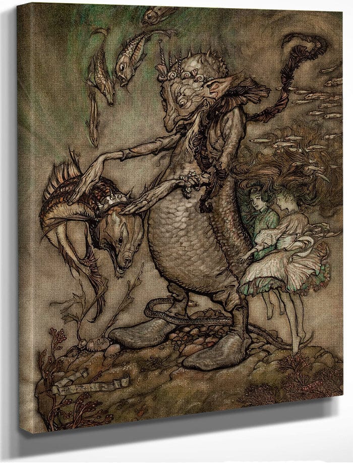 The Fish King And The Dog Fish 1904 By Arthur Rackham Fine Art Print