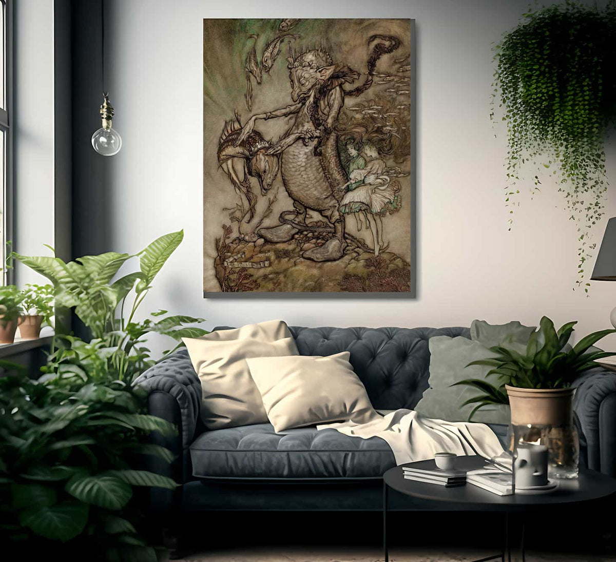 The Fish King And The Dog Fish 1904 By Arthur Rackham Fine Art Print