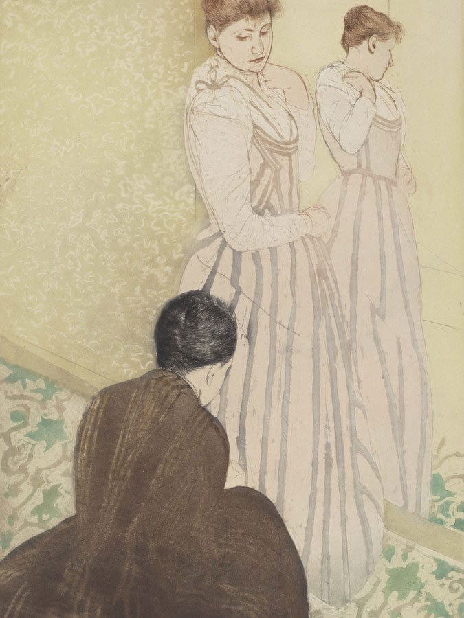 The Fitting By Mary Cassatt Fine Art Print