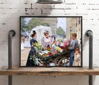 The Flower Seller Champs Elysees Painting Louis Marie De Schryver Canvas Art Fine Art Print