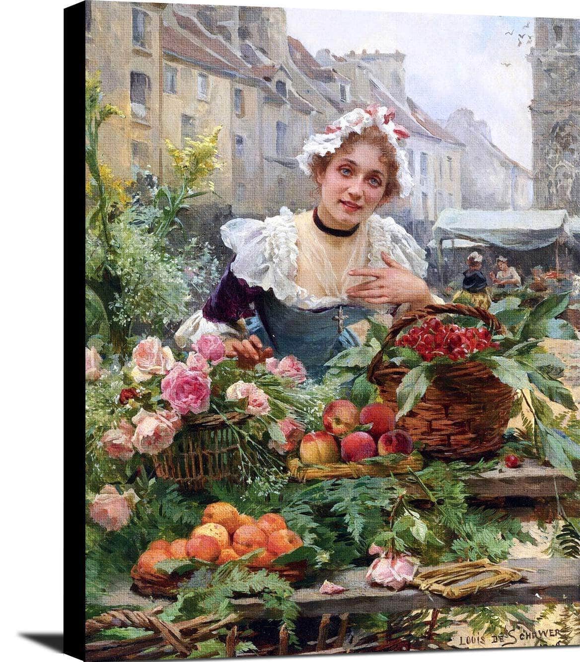 The Flower Seller Painting Louis Marie De Schryver Canvas Art Fine Art Print