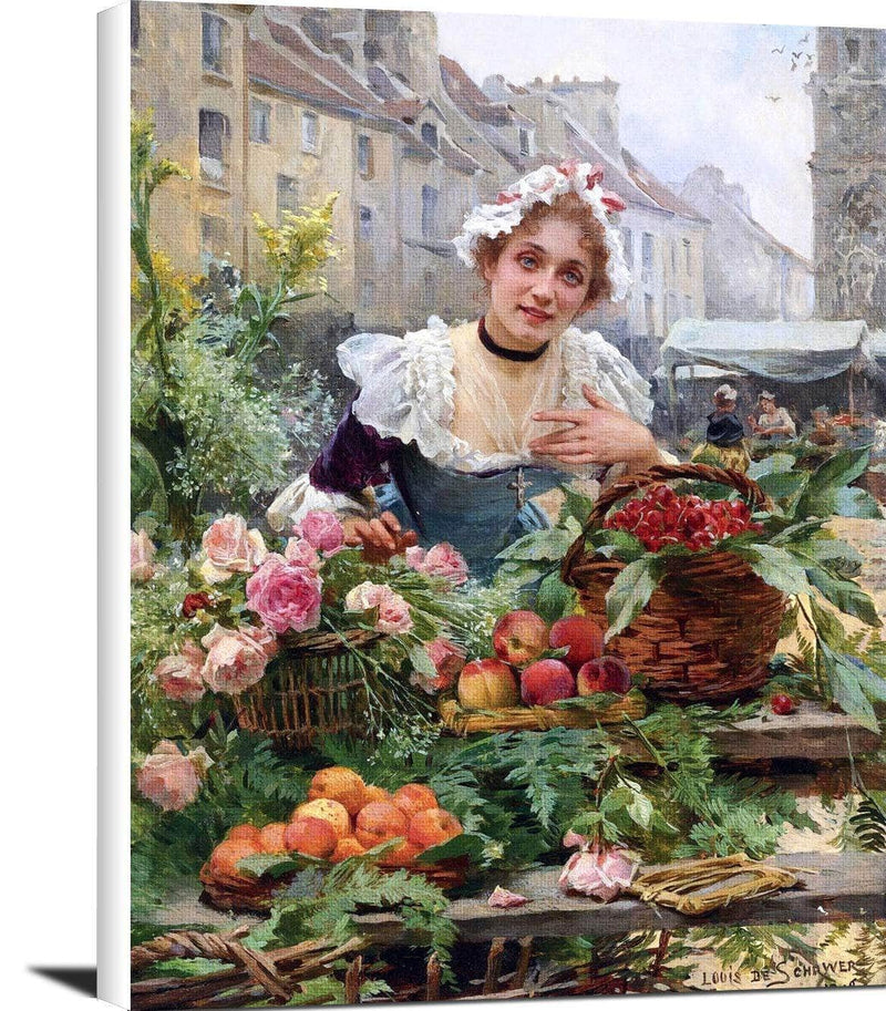 The Flower Seller Painting Louis Marie De Schryver Canvas Art Fine Art Print