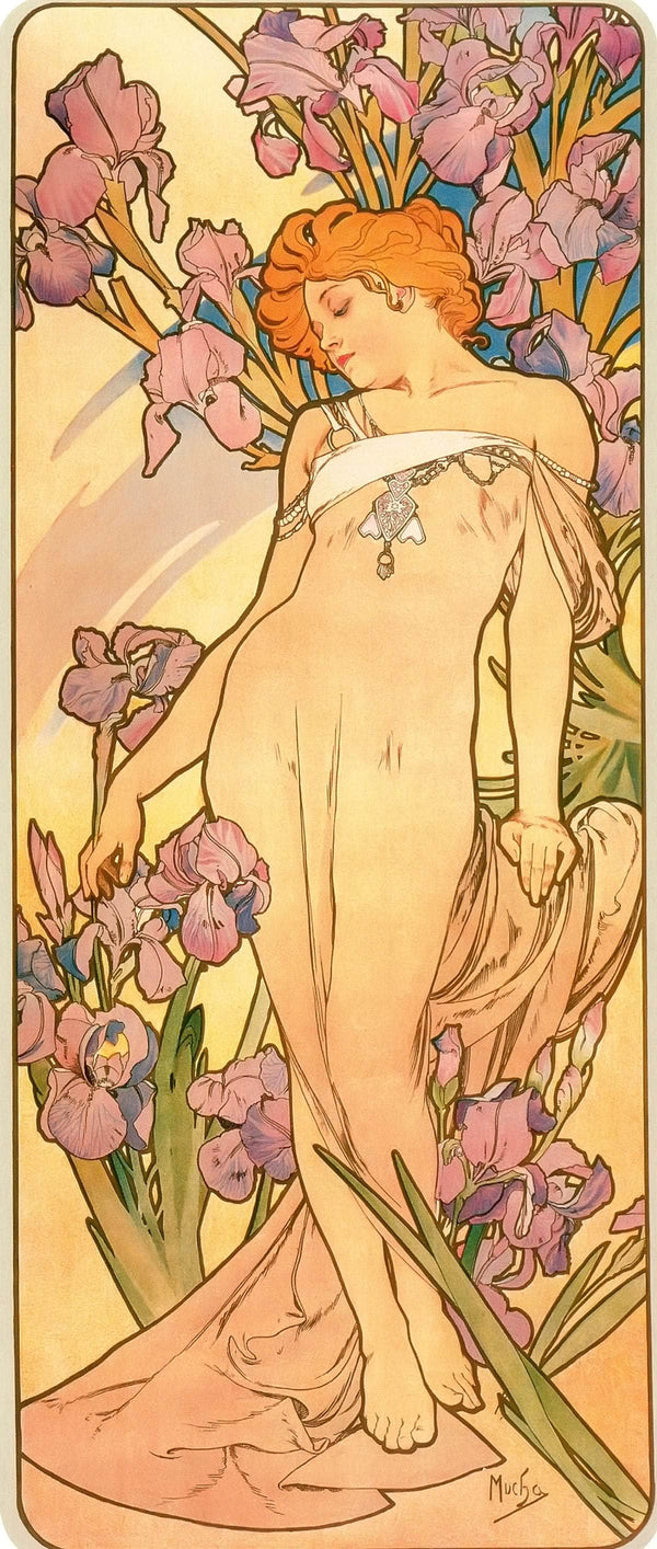 The Flowers Iris by Alphonse Mucha Fine Art Print. Fine Art Print