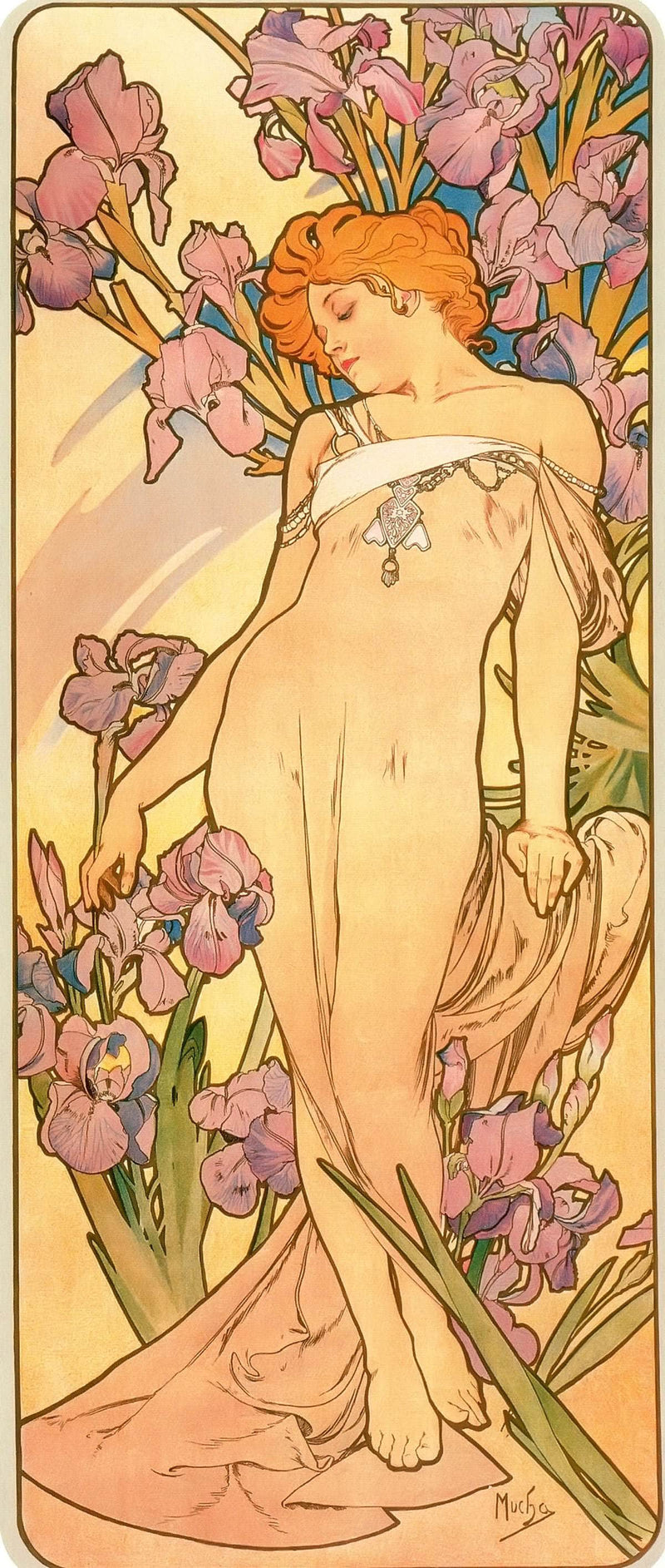 The Flowers Iris by Alphonse Mucha Fine Art Print. Fine Art Print