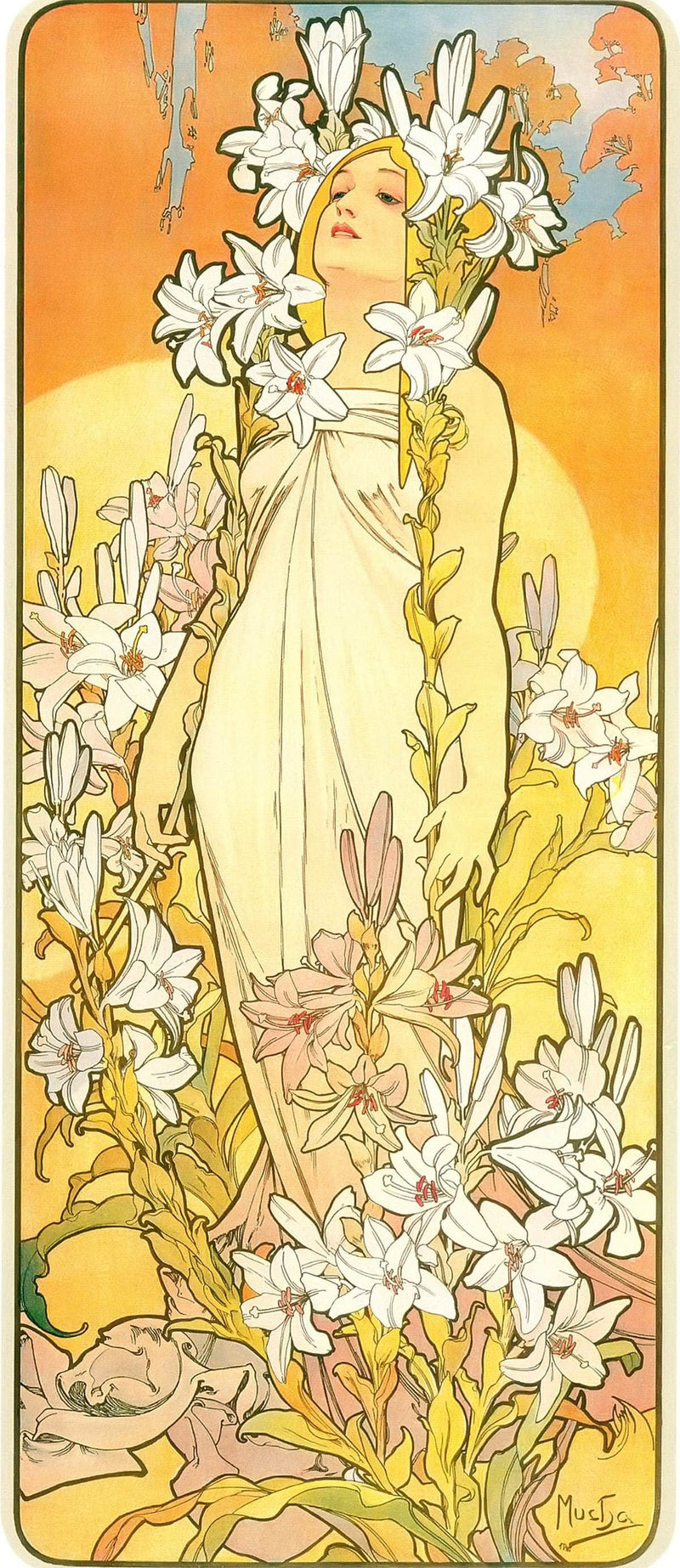 The Flowers Lily by Alphonse Mucha Fine Art Print. Fine Art Print