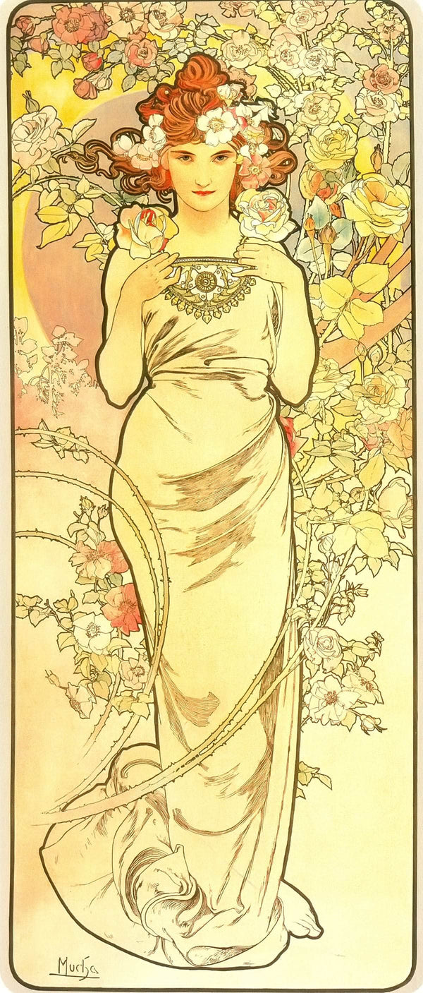 The Flowers Rose by Alphonse Mucha Fine Art Print. Fine Art Print