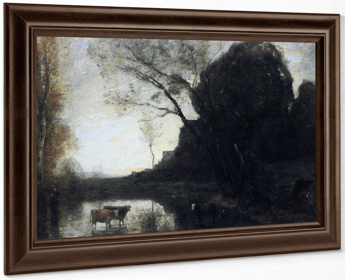 The Ford Under The Bended Tree 66X94Cm Private Collection By Jean Baptiste Camille Corot Fine Art Print