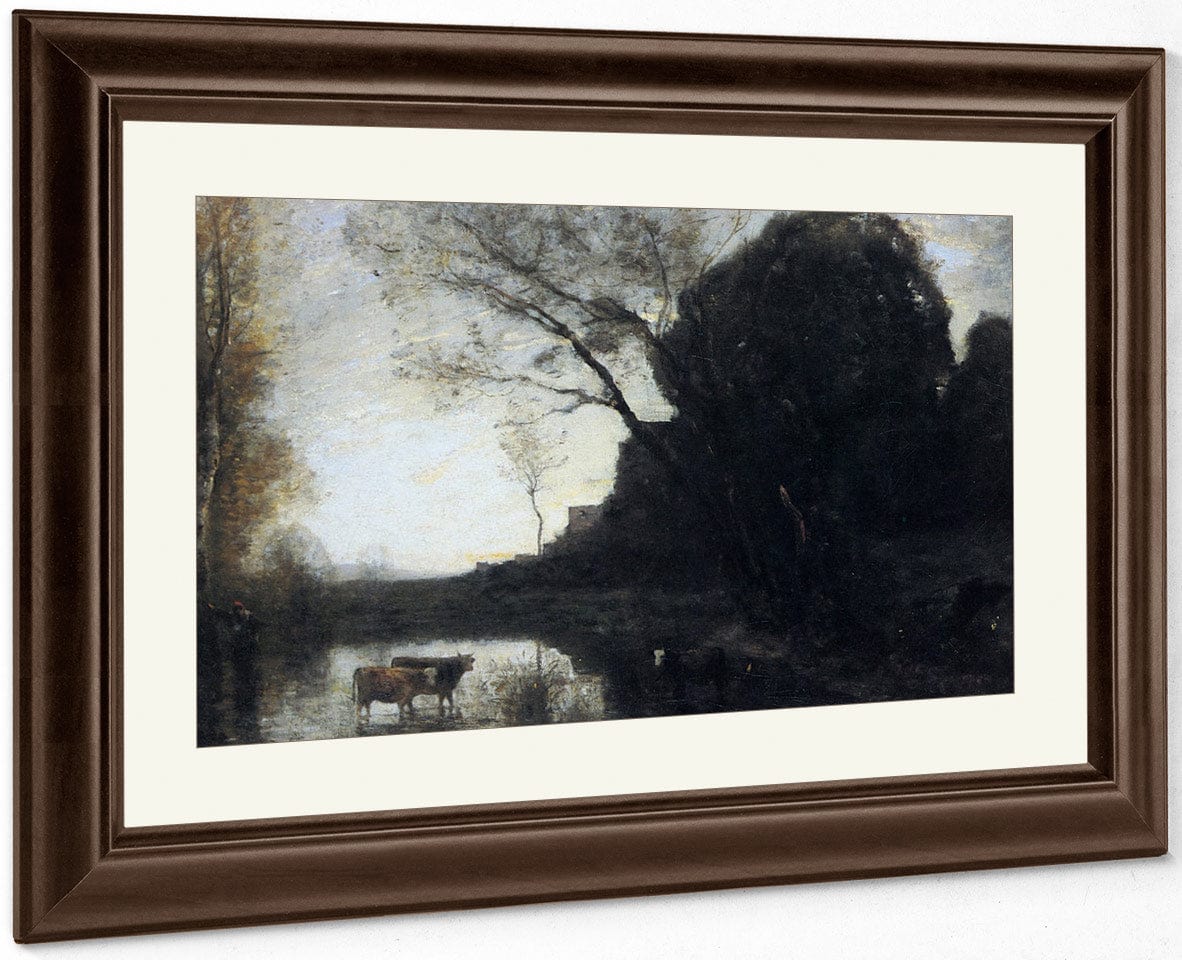 The Ford Under The Bended Tree 66X94Cm Private Collection By Jean Baptiste Camille Corot Fine Art Print
