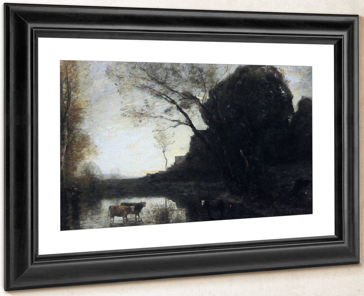 The Ford Under The Bended Tree 66X94Cm Private Collection By Jean Baptiste Camille Corot Fine Art Print