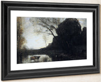 The Ford Under The Bended Tree 66X94Cm Private Collection By Jean Baptiste Camille Corot Fine Art Print