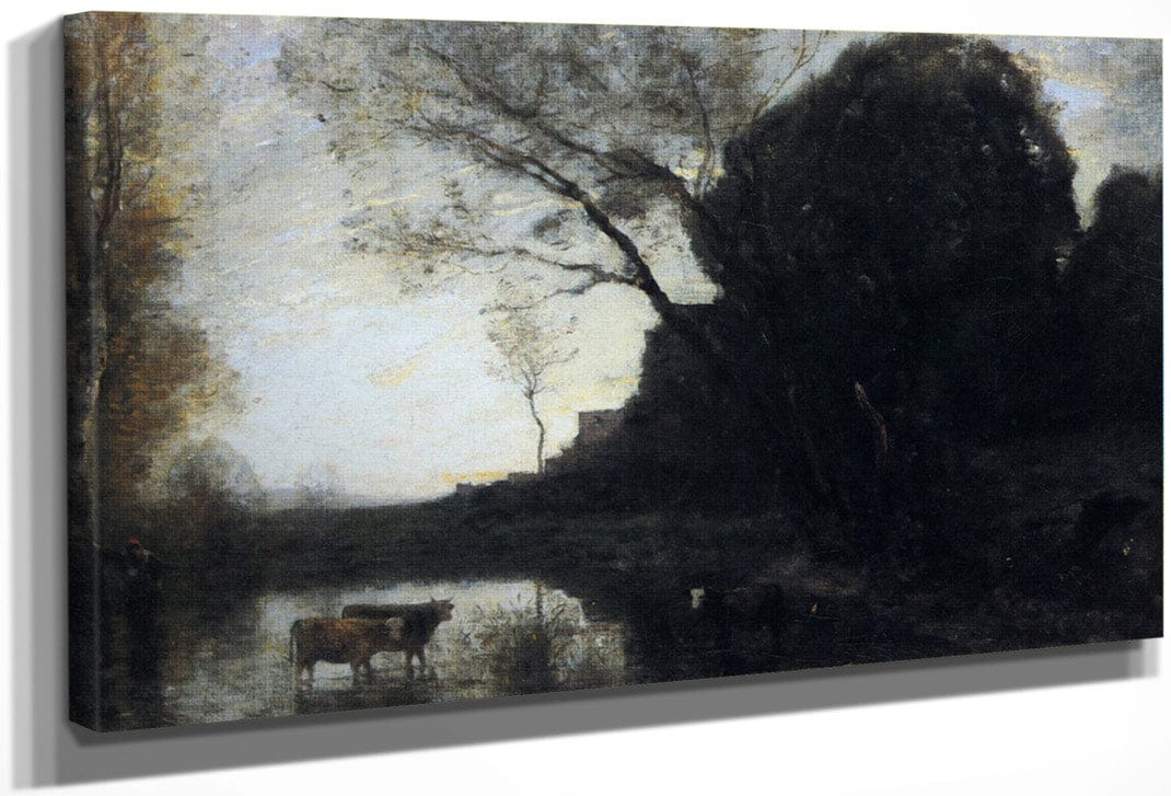 The Ford Under The Bended Tree 66X94Cm Private Collection By Jean Baptiste Camille Corot Fine Art Print