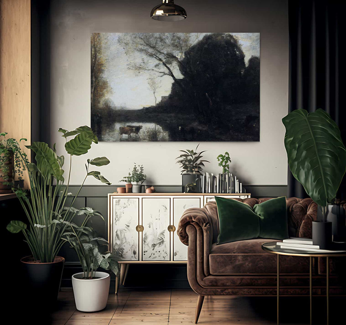 The Ford Under The Bended Tree 66X94Cm Private Collection By Jean Baptiste Camille Corot Fine Art Print